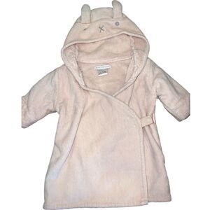 Pottery Barn Critters Baby Bath Robe Infant 3-9 Months Kids Pink Bunny Retired